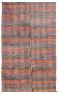 Girit Orange Striped Wool Handmade Area Rug 4'2" x 6'8"