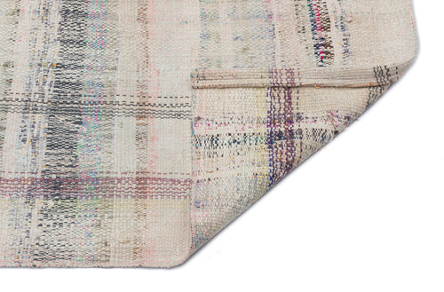 Girit Beige Striped Wool Handmade Area Rug 4'8" x 6'11"