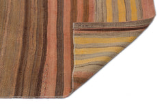 Girit Brown Striped Wool Handmade Area Rug 2'5" x 10'9"
