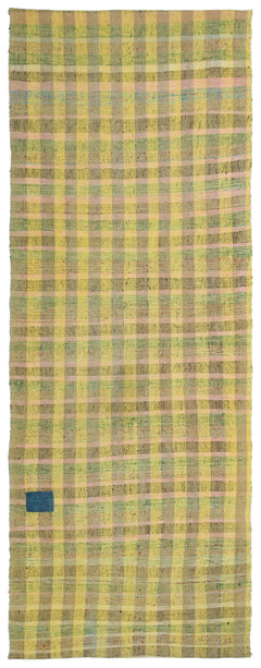 Girit Yellow Striped Wool Handmade Area Rug 3'11" x 10'8"