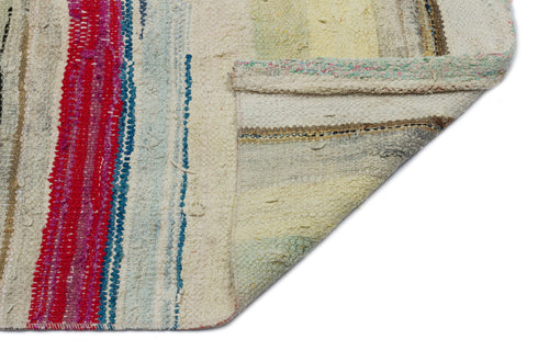 Girit Beige Striped Wool Handmade Area Rug 2'8" x 10'2"