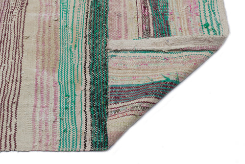 Girit Beige Striped Wool Handmade Area Rug 3'7" x 9'4"