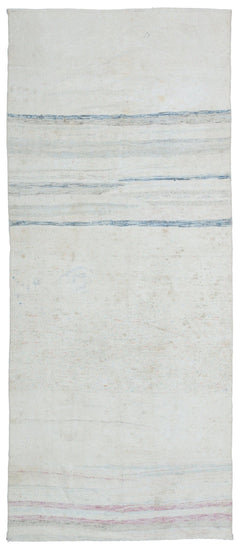 Girit Beige Striped Wool Handmade Area Rug 5'4" x 8'9"