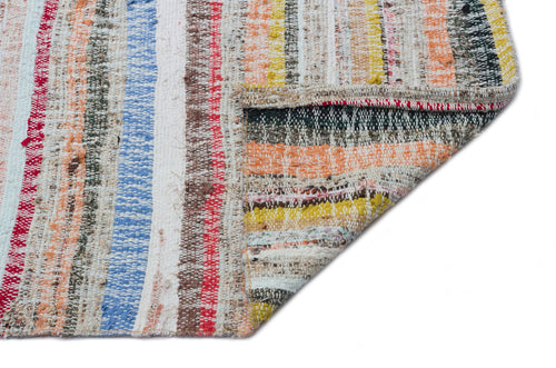 Girit Beige Striped Wool Handmade Area Rug 5'10" x 14'1"