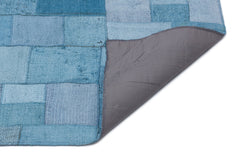 Teselya Blue Patchwork Wool Handmade Area Rug 5'3" x 7'6"