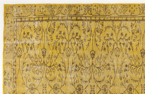 Atina Yellow Vintage Wool Handmade Area Rug 5'5" x 9'4"