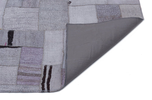 Teselya 32940 Purple Patchwork Wool Handmade Area Rug 5'4" x 7'7"