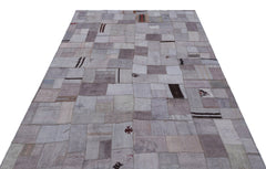 Teselya 32949 Beige Patchwork Wool Handmade Area Rug 5'3" x 7'7"