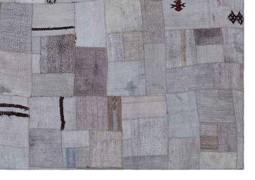 Teselya 32949 Beige Patchwork Wool Handmade Area Rug 5'3" x 7'7"