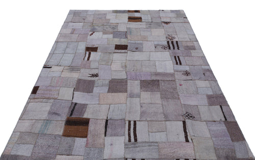 Teselya 32952 Beige Patchwork Wool Handmade Area Rug 5'3" x 7'7"