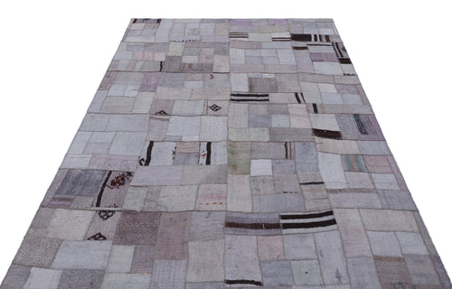 Teselya 32956 Beige Patchwork Wool Handmade Area Rug 5'3" x 7'7"