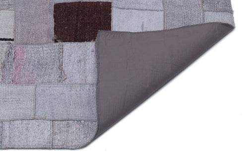 Teselya 32957 Beige Patchwork Wool Handmade Area Rug 5'3" x 7'7"