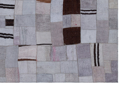 Teselya 32957 Beige Patchwork Wool Handmade Area Rug 5'3" x 7'7"