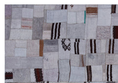 Teselya 32957 Beige Patchwork Wool Handmade Area Rug 5'3" x 7'7"