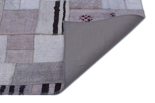 Teselya 32959 Beige Patchwork Wool Handmade Area Rug 5'3" x 7'7"