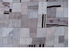 Teselya 32959 Beige Patchwork Wool Handmade Area Rug 5'3" x 7'7"
