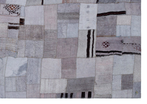 Teselya 32959 Beige Patchwork Wool Handmade Area Rug 5'3" x 7'7"