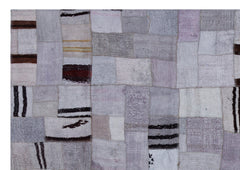 Teselya 32959 Beige Patchwork Wool Handmade Area Rug 5'3" x 7'7"