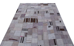 Teselya 32960 Beige Patchwork Wool Handmade Area Rug 5'3" x 7'7"