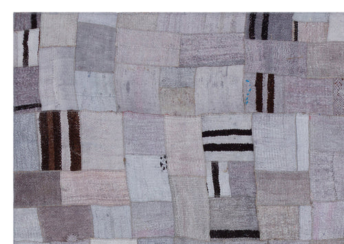 Teselya 32960 Beige Patchwork Wool Handmade Area Rug 5'3" x 7'7"