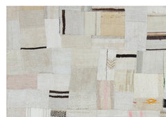 Teselya 32963 Beige Patchwork Wool Handmade Area Rug 5'3" x 7'7"