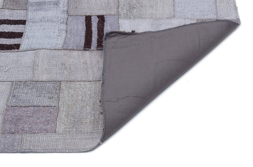 Teselya 32964 Purple Patchwork Wool Handmade Area Rug 5'4" x 7'7"