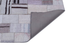 Teselya 32965 Purple Patchwork Wool Handmade Area Rug 5'4" x 7'7"