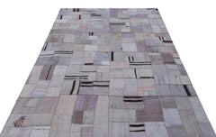 Teselya 32965 Purple Patchwork Wool Handmade Area Rug 5'4" x 7'7"