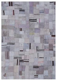 Teselya 32965 Purple Patchwork Wool Handmade Area Rug 5'4" x 7'7"