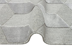 imola Grey Geometric Wool and Viscose Machine Made Area Rug