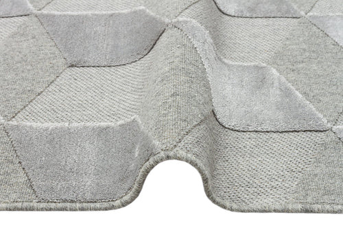 imola Grey Geometric Wool and Viscose Machine Made Area Rug