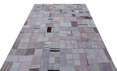 Teselya Purple Patchwork Wool Handmade Area Rug 5'7" x 7'10"