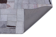 Teselya 32982 Purple Patchwork Wool Handmade Area Rug 5'4" x 7'7"