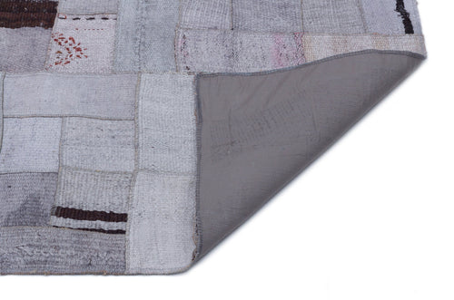 Teselya 32982 Purple Patchwork Wool Handmade Area Rug 5'4" x 7'7"