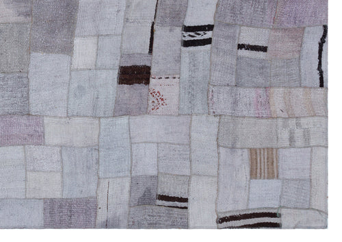 Teselya 32982 Purple Patchwork Wool Handmade Area Rug 5'4" x 7'7"