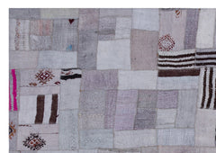 Teselya 32982 Purple Patchwork Wool Handmade Area Rug 5'4" x 7'7"