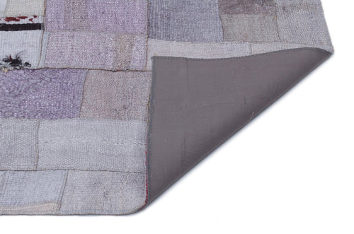 Teselya 32991 Beige Patchwork Wool Handmade Area Rug 5'3" x 7'7"