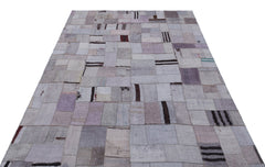 Teselya 32991 Beige Patchwork Wool Handmade Area Rug 5'3" x 7'7"