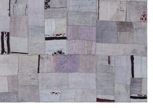 Teselya 32991 Beige Patchwork Wool Handmade Area Rug 5'3" x 7'7"