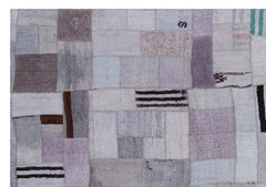 Teselya 32991 Beige Patchwork Wool Handmade Area Rug 5'3" x 7'7"