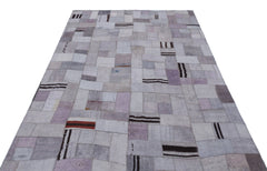Teselya 32994 Beige Patchwork Wool Handmade Area Rug 5'3" x 7'7"