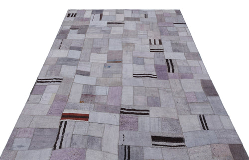 Teselya 32994 Beige Patchwork Wool Handmade Area Rug 5'3" x 7'7"