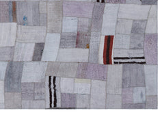 Teselya 32994 Beige Patchwork Wool Handmade Area Rug 5'3" x 7'7"