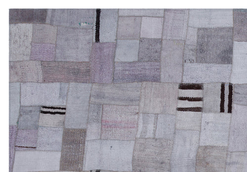 Teselya 32994 Beige Patchwork Wool Handmade Area Rug 5'3" x 7'7"