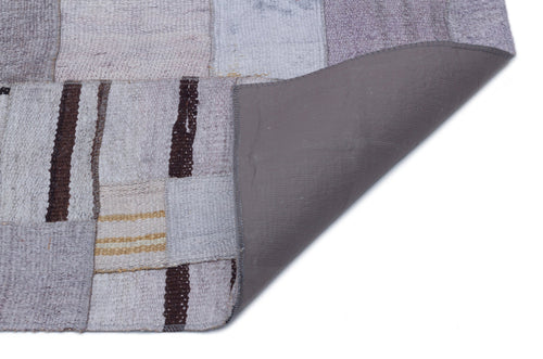 Teselya 32999 Beige Patchwork Wool Handmade Area Rug 5'3" x 7'7"