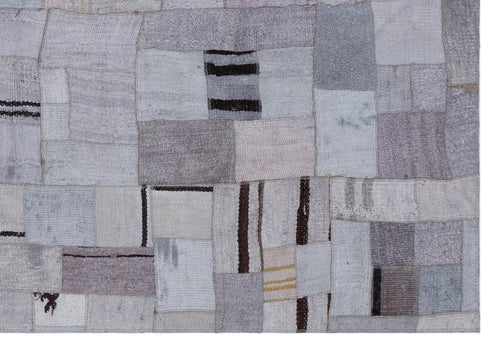 Teselya 32999 Beige Patchwork Wool Handmade Area Rug 5'3" x 7'7"