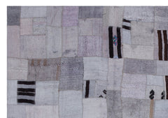 Teselya 32999 Beige Patchwork Wool Handmade Area Rug 5'3" x 7'7"