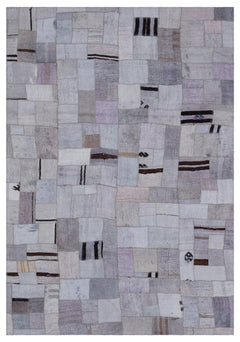 Teselya 32999 Beige Patchwork Wool Handmade Area Rug 5'3" x 7'7"