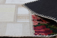 Handmade Patchwork Rug – Beige Cotton Area Rug, Durable Flatweave Carpet