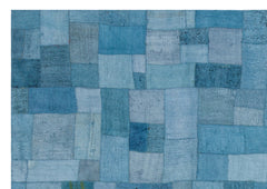 Teselya 33002 Blue Patchwork Wool Handmade Area Rug 5'3" x 7'7"